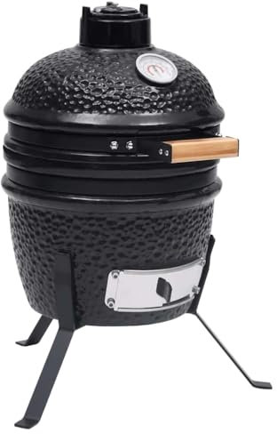 Home - Barbecue Kamado 2 in 1 in ceramica, 56 cm, colore: nero