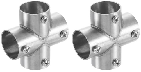 QUARKZMAN 2Pcs Connettore a Croce a 4 Vie per Tubi, Adatto a Tubi da 1 Pollice (25mm) OD in Acciaio Inossidabile Connettore Strutturale per Tubi Morsetto per Recinzione a Maglie di Catena