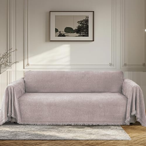 BellaHills Sofa Überzug 3 Sitzer Wasserdicht Sofaüberwurf Kratzschutz Sofa Katze Sofabezug Waschbar Chenille Sofaschoner Schutzdecke Couch Überzug Kamel