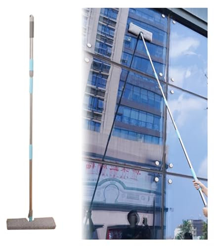 Limpiacristales Limpiador de Ventanas Kit Limpieza Techos Y Ventanas Altas Con Poste Extensible, Equipo Profesional Cepillo Lavar Vidrios, Escobilla Goma Giratoria Y Fregador Microfibra Para Ventanas(