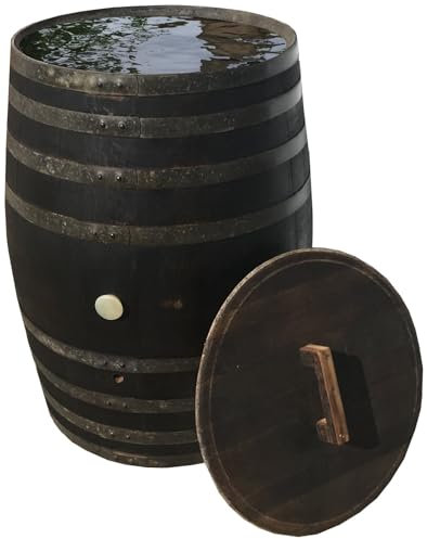 Fassl Baron Holzfass 300 Liter geölt mit Deckel Regentonne gebrauchtes Weinfass D/H=80/100cm Regenfass Barriquefass Eiche Wasserfass Tonne Bottich Fass