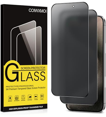 Coiwxmoi Privacy Pellicola Opaca per iPhone 15 Pro Max,Opaco Vetro Temperato Anti-Spy Durezza 9H HD Anti-riflesso Anti-impronta Anti-Spia Senza Bolle Vetrino Film Protezione Schermo 2 Pezzi