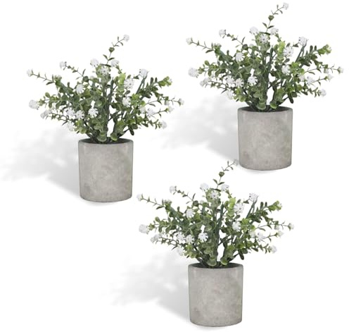 LCUHAVA Kunstpflanze 3 STK, Mini Künstliche Pflanzen Schlangenzunge, Pflanzens Wie Echt Eukalyptus Pflanzen Fake Plants für Deko Wohnzimmer Schlafzimrmer Zimmer Wanddeko Badezimmer Deko