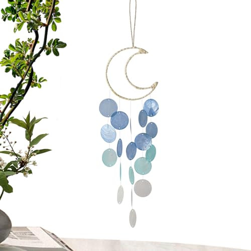 Campane a a forma di luna, suono decorativo per esterni, 55 x 15 x 0,9 cm, accessorio di design artigianale, campanello a conchiglia per giardino, patio e balcone