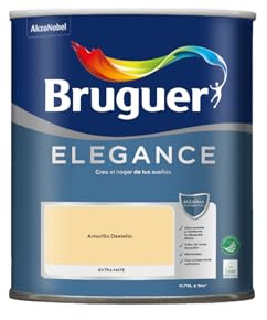 Bruguer ELEGANCE Pintura Monocapa ExtraMate, Paredes y Techos, Interior, Exterior protegido, Alta Durabilidad, UltraLavable, Resistente al Desgaste y Manchas Amarillo Destello 750 ml