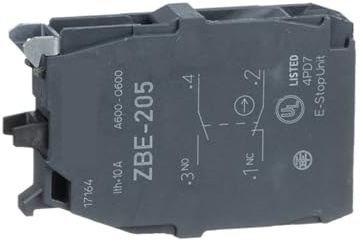 YMUGUEGH 5 pulsadores ZBE205 de 22 mm, Bloque de contactos Adicional, 1 NA y 1 NC, Terminal de Abrazadera de Tornillo