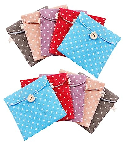 GALPADA 10pcs Sanitary Napkins Storage Bag Portable Linen Small Bag for Travel and Daily Use Sanitary Towel Pouch Random Color