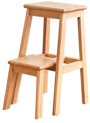 Wooden Folding Footstool, Home Step Stool, 2 Step Ladder Display Stand, Suitable for Living Room, Garden and Other Places(Color 2)