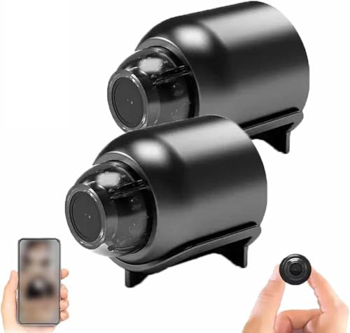 Bccnerty - Telecamera domestica a occhi di gatto, mini telecamere WiFi wireless 1080p HD, app remota e visione notturna, per casa, interni, esterni (2 pezzi)