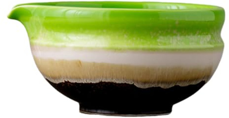 DimyFew Cuenco de Cerámica para Matcha con Accesorio de Té Reutilizable, Taza de Té Verde Chawan para del Té Familiar Y Principiantes, Cambio de Horno Verde, Individual
