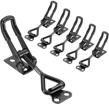 sourcing map 8pcs Adjustable Toggle Clamp M5 x 25mm 220lbs Holding Capacity 4001 Style Quick Release Pull Latches Clamps Hasp for Smoker Lid Jig Tool Box Case, Black