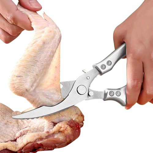 Poultry Shears, Heavy Duty Stainless Steel Kitchen Scissors - Cutting Tool with Non-Slip Handle for Meat Fish Lobster Vegetables