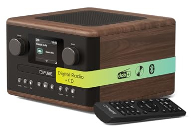 Pure Classic C-D4 – DAB Radio with CD Player Mains Powered Bluetooth 5.3 USB & AUX Colour Display 15 W Speaker Dual Alarms Sleep & Kitchen Timers Remote Control – Coffee Brown/Walnut