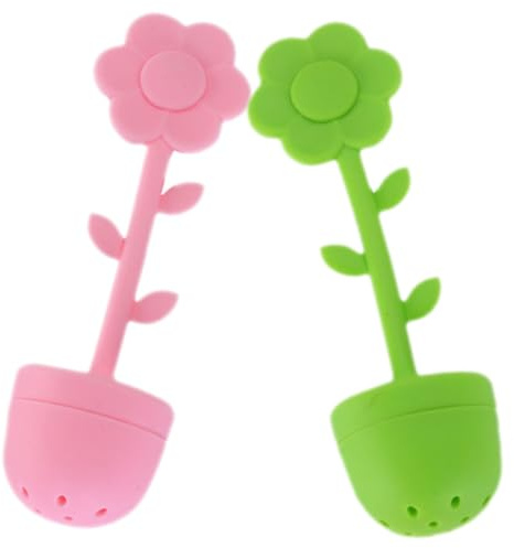 Veemoon Infuseur à Thé en Silicone Filtre à Thé en Vrac 2 Pièces aux Fleurs Passoire Réutilisable pour Bureaux et Restaurants Couleur Aléatoire