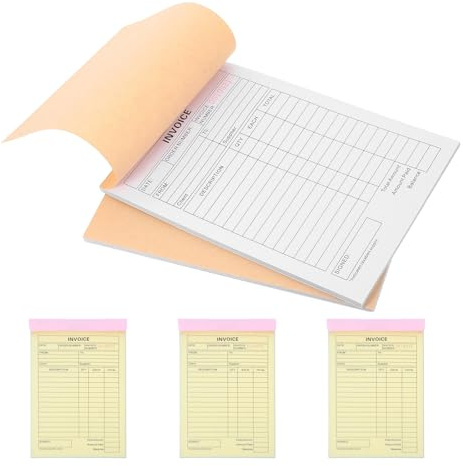 DOITOOL Talonario de pedidos para pequeñas empresas (5 unidades): Bloc de recibos de 60 páginas, 3 partes, autocopiativo - Plantillas de facturas comerciales, formularios, bloc de notas de pedidos,