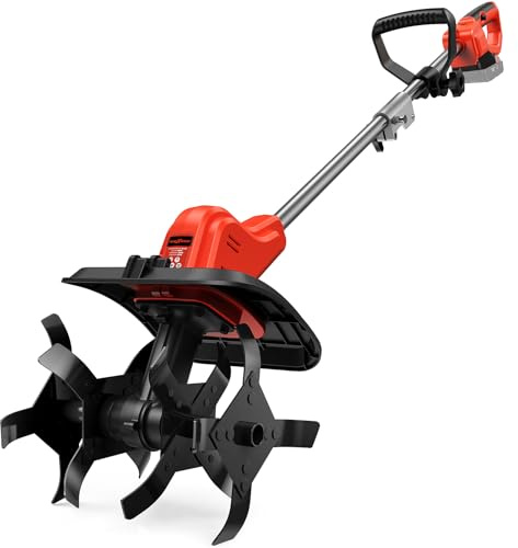 Cordless Tiller Cultivator for Milwaukee M18 Battery, 360RPM Electric Tiller for Gardening, 11.8in Tilling Width ＆ 8.6in Depth, Battery Powered Tiller for Lawn/Soil Cultivation (Battery Not Included)