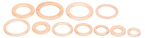 CHICIRIS Arandela Plana de 300 Piezas, Arandelas de Cobre Rojo, Kit Surtido de Juntas de Metal Portátil M5, con Caja de Almacenamiento, para Tapones de Cárter de Aceite, Juntas