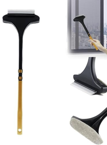 spazzola zanzariere pulizia, 2 in-1 spazzola per pulire zanzariere In Maglia Dello, strumento per pulizias delle zanzarieres con spatola e manico, pulisci zanzarieres per filo metallico e nylon