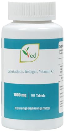 VED L-Glutathion réduit, Collage, Comprimés de vitamine C | 1000 mg x 90 comprimés