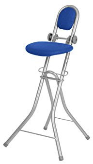Ribelli Bügelstehhilfe Stehhilfe Stehstuhl 6-Fach höhenverstellbar klappbar Bügelstuhl Stehsitz ergonomisches Sitzen - Stehsitz zum Bügeln mit Rückenlehne (blau)