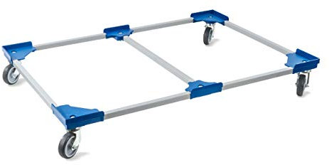 aidB Transportroller Variabel 1x unterteilt für Euroboxen mit 4 Kunststofflenkrollen, Blau, 1200x800 mm, variabler Rollwagen zum Transport von Kisten, Praktischer Kistenroller