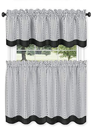 ACHIM Westport Tier and Valance Set 58 x 36/58 x 14 - Black/White