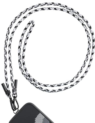AHABIPERS Nylon Phone Lanyard Neck Strap, Suit for Women and Men, Universal Mobile Phone Chain for Phone Cases, TPU Phone Patch with Metal Ring - Black&Grey