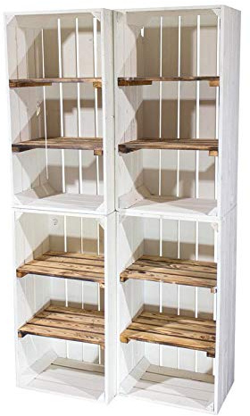 Vintage Möbel 24 GmbH 6 Holzkisten mit 2 geflammten Mittelbrettern 68cm x 40cm x 31cm Zwischenbretter flambiert Obstkiste Weinkisten Klassisch Schuhregal Bücherregal Kistenregal Holz Boxen