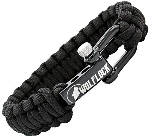 Wolflock Premium Paracord pulsera para hombres – trenzado a mano con cierre de acero inoxidable, 24 centimeters, Nailon
