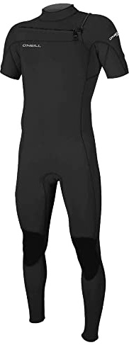 ONeill Mens Hammer 2mm Chest Zip Short Sleeve Wetsuit - Black - Easy Stretch - Kypto Knee pads - Wetsuit Size - LT