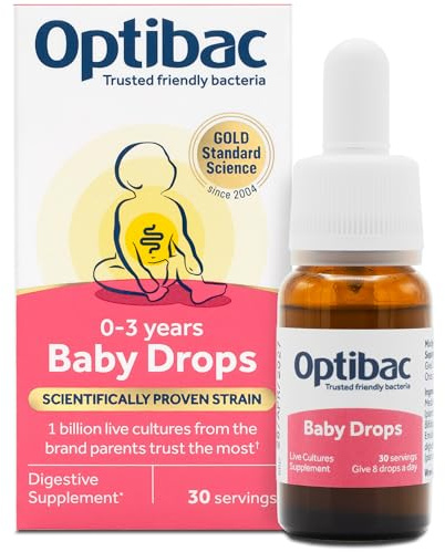 OptiBac Para Tu Bebé | 1 Mil Millones de Bacterias Beneficiosas | Suplemento Dietético Natural | Suministro Para Un Mes | Gotas