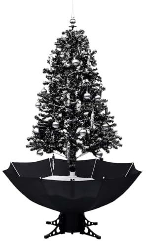 vidaXL Schneiender Weihnachtsbaum mit Schirmfuß Schneefall Künstlich Tannenbaum Christbaum Kunstbaum Dekobaum Weihnachten Dekoration Schwarz 170cm PVC