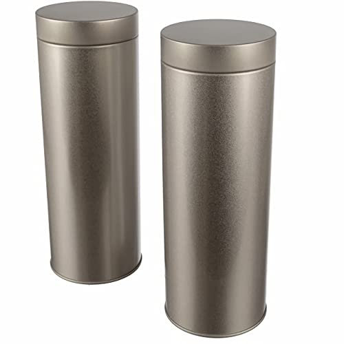 Dosenritter | 2 x lata redonda para monodosis/almacenaje, de metal, resistente al aroma, cada una para aprox. 200 g de Earl Grey, aprox. 20 pads de café|20 x 7 cm (A, ø), o para suplementos o té