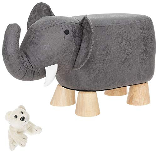 Set Tierhocker Kinderstuhl Hocker Stockerl Elephant Manni grau + e | für Jungen und Mädchen, Geschenk Opa Oma Kinderzimmer