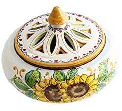 ILAB Portacaramelle grande in ceramica decorata a mano da ceramisti siciliani di Santo Stefano di Camastra girasole art 1