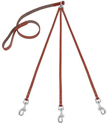 liangzishop Hundeleine DREI Wege Kein Tangle-Welpen-Hundel-Leash-Koppler-Leder-Dreifach-Hundeleine-Lead-Gewirr für das Gehen von 3 Hunden Schleppleine/Führleine