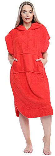 kraftd Unisex Adults Hooded Towel Poncho 100% Cotton Towel Robe With Pocket Men Women Towelling Changing Robe Ideal for Holidays Swimming Surfing Beach Bathing Travel (1 Piece)