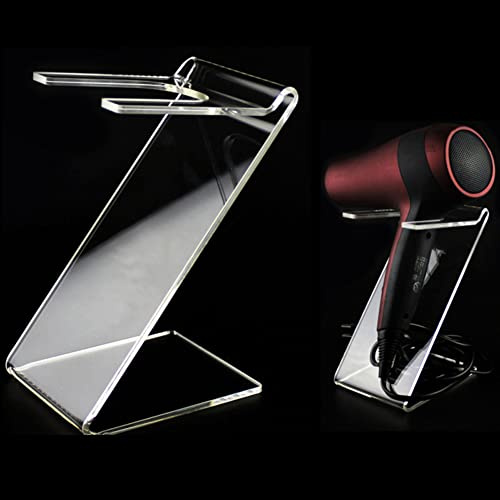 esowemsn 1PC Clear Acrylic Hair Dryer Holder Hair Dryer Display Rack Salon Home Bathroom Blow Dryer Holder Stand Hair Styling Tool Storage Organizer