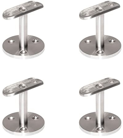 PRIOstahl Handlaufhalter Handlaufträger Wandhalter Handlaufstütze - 4 x Handlauf 42,4 mm für Rundrohr an die Wand zum Anschrauben mit 3-Loch Befestigung aus Edelstahl V2A Geländer Rohr Treppe