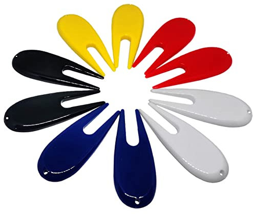 Adhere 10pcs Golf Divot Repair Tools Plastic Golf Pitchforks 5 Colours Mix Pack (Mix colour)