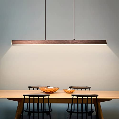 Bellastein LED Pendelleuchte für esstisch dimmbar mit pendellampe höhenverstellbar Moderne Hängeleuchte/Deckenleuchte für büro esszimmer Arbeitszimmer Wohnzimmer Küche Bar leuchte (Kaffee, L150cm)
