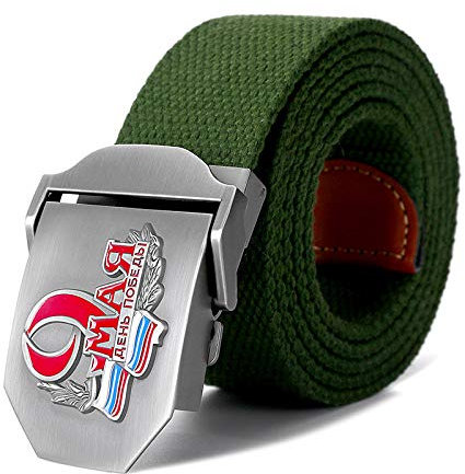 Bodmind Canvas Belt Stoffgürtel,Armee Grün 3D Russischer Siegestag 9. Mai Kunst,Einstellbarer Schnitt,Um Golf Gürtel Flip Top Schnalle Metall Luxus Jeans Für Männer Taillenbund Armee Militär Taktis