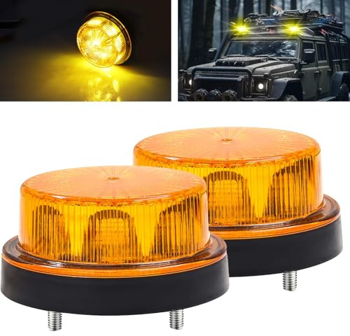 YnGia Emergenza Lampeggiante Luci, 1pcs Strobo Flash Luce Faro Luce di Sicurezza Emergenza Pericolo Avvertimento Lampeggiante Luce Marcatore Lampada per 12v 24v Auto Camion Caravan Camper Van (Ambra)