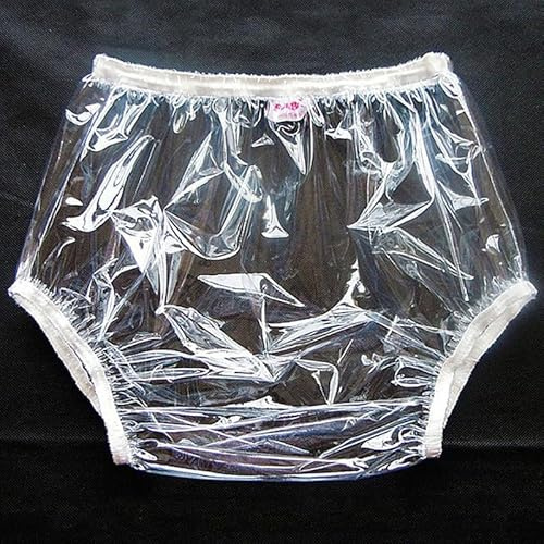 Adult Plastic Pants, Full Transparent Panties, Adult Incontinence Plastic Diaper Pants, PVCincontinence Elastic Band Plastic Reusable Pants, Suitable for Adult Men and Women