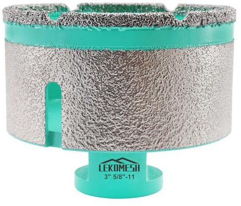 LEKOMESH Diamond Core Drill Bits Milling Bits- 3 Inch with 5/8-11 Thread Tile Hole Saw Cutter Dry Drilling Grinding for Porcelain Ceramic Tile Granite Marble Stone 75mm