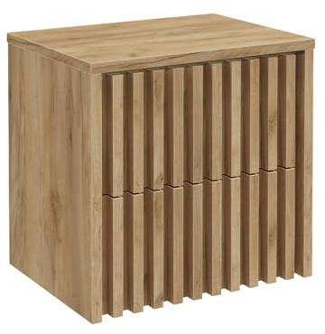 Lomadox Badezimmer Waschbeckenunterschrank 60 cm für Aufsatzwaschbecken in Eiche, B/H/T ca. 60/58,5/45,5 cm