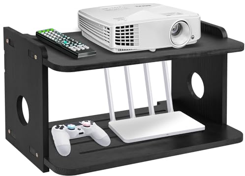BEARUT Wood Projektorregal, Projektor-Wandhalterung, schwebender Regal, Projektorständer, Projektor-Halterung, Router-Regal, Aufbewahrungsbox, Modem, Kabelbox, Regal für Xbox-Serie, PS5, PS4