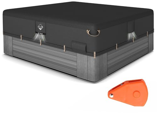 1000N Reißfestigkeit Whirlpool-Abdeckung, 900D-Upgrade-Gewebe, 228,6 x 228,6 cm, passend für 89 x 89 oder 88 x 88 oder 87 x 88 Zoll quadratische Spa, Whirlpool-Abdeckungen, Ersatzteil, Schwarz