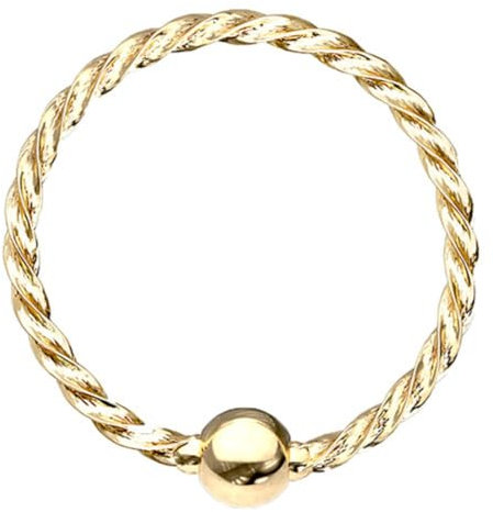 Piersando Piercing Ring Septum Nasenpiercing Nasenring Ohrpiercing Ohr Nase Continuous Knorpel gedreht mit Kugel Gold / 0,8mm x 8mm x 2mm