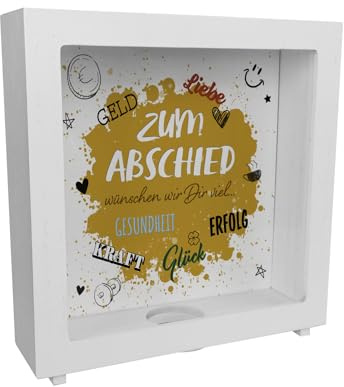 Zum Abschied Wünsche Rahmen Spardose aus Holz Glückwünsche zum Jobwechsel Ideal für Kollege Gäste Gruß zur Verabschiedung